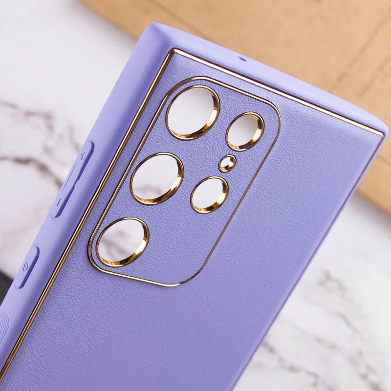 Шкіряний чохол Xshield на Samsung Galaxy S21 Ultra – Бузковий / Dasheen. Фото 9 з 11