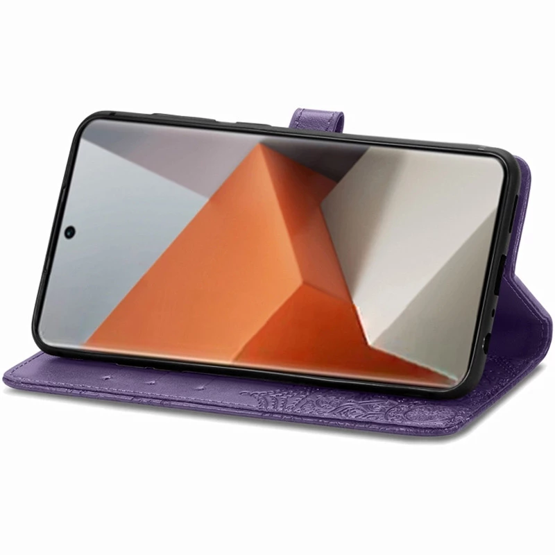 Шкіряний чохол-книжка Art Case з візитницею для Xiaomi Redmi Note 13 Pro+ – Фіолетовий. Фото 4 з 5