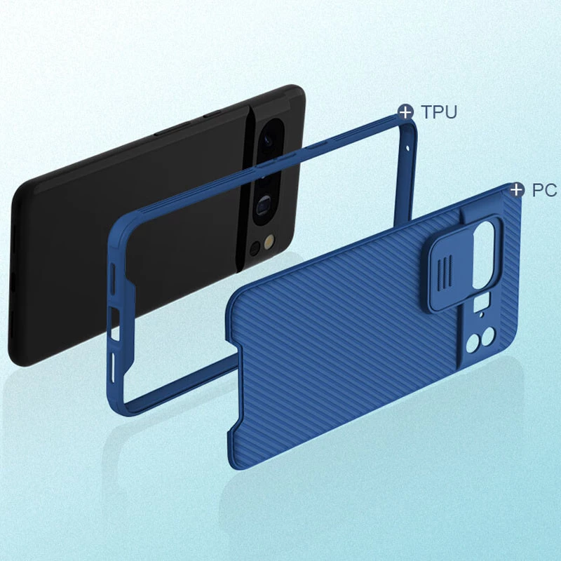 Карбована накладка Nillkin Pro зі шторкою для камери на Google Pixel 8 Pro – Blue. Фото 7 з 8