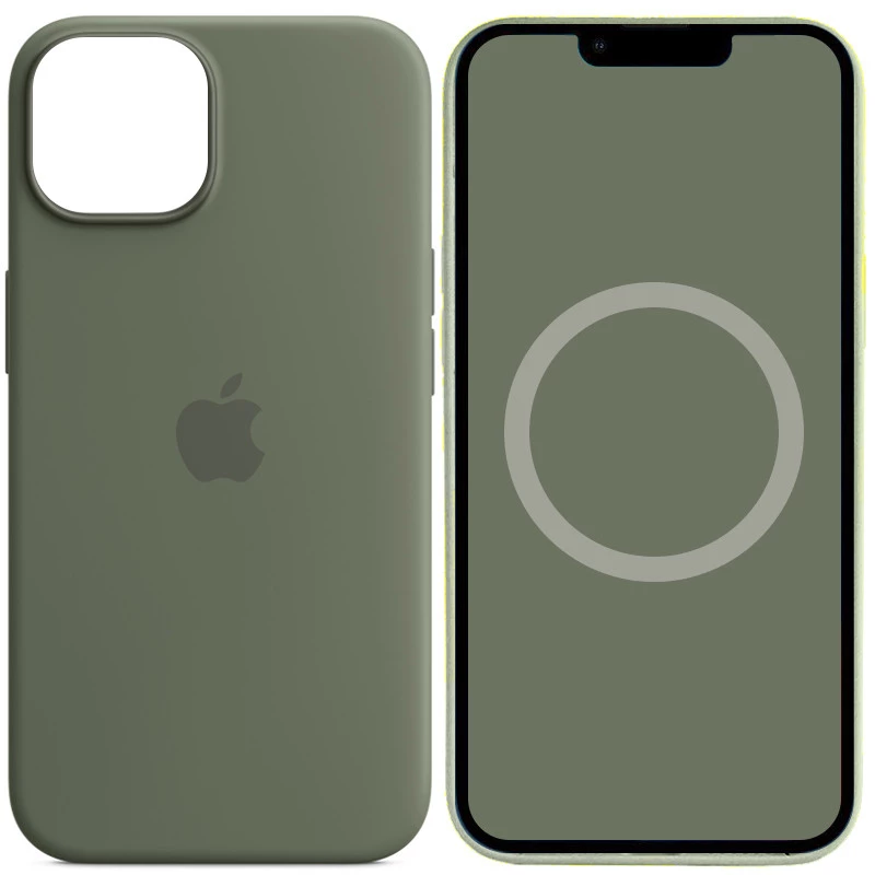 

Чехол Silicone case Premium с Magsafe и анимацией для Apple iPhone 14 (6.1") (Зеленый / Olive), Зелений / olive