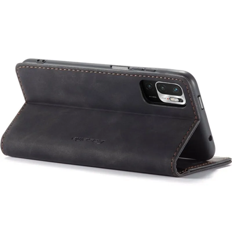 Шкіряний чохол-книжка CaseMe Velvet Nubuck для Xiaomi Redmi Note 10 / Note 10s – Black. Фото 4 з 5