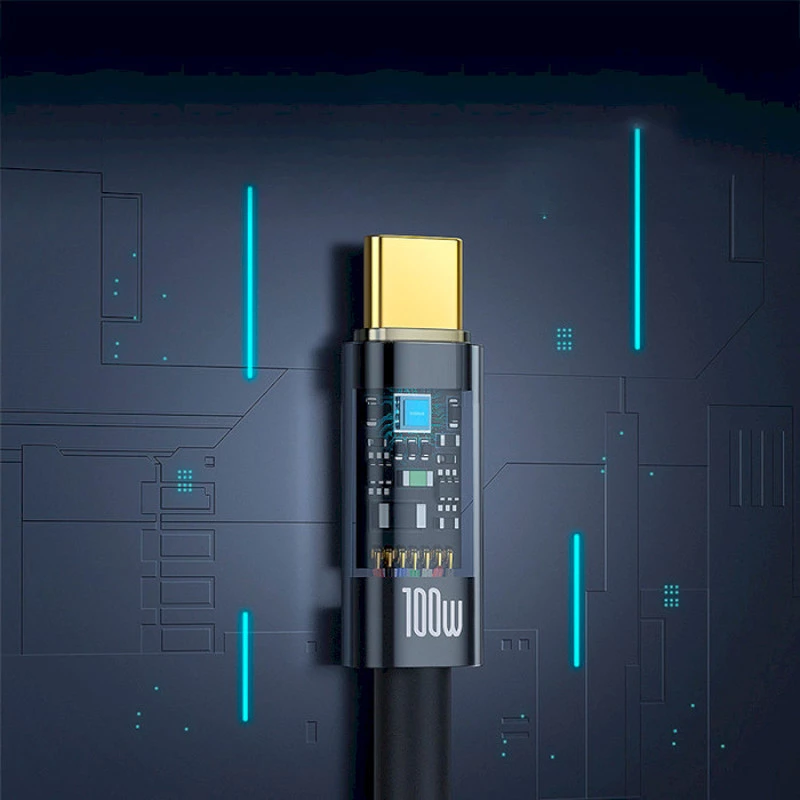 Дата кабель Baseus Explorer with Auto Shutdown Type-C to Type-C 100W (1m) (P103197031) – Cluster Black. Фото 7 з 7