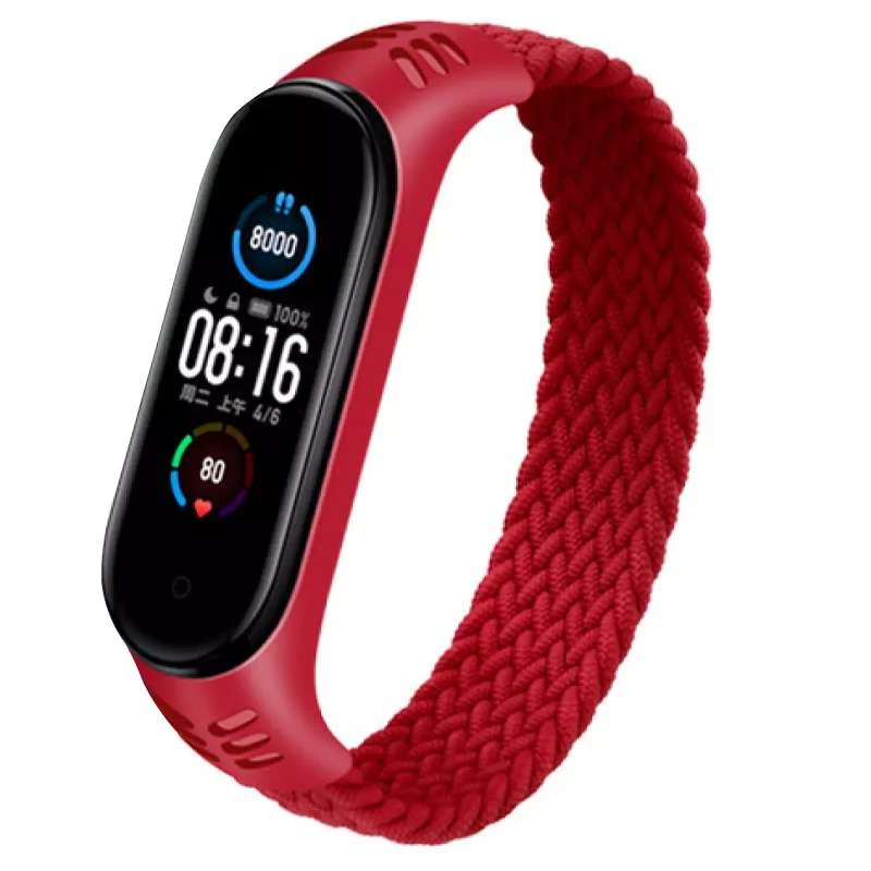 Тканинний монобраслет Braided Solo Loop для Xiaomi Mi Band 4/3 (S) – Червоний. Фото 2 з 3
