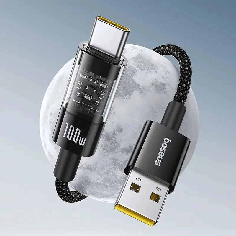 Дата кабель Baseus Gem Fast Charging USB to Type-C 100W (1m) (P10373002211) – Cluster Black. Фото 2 з 3