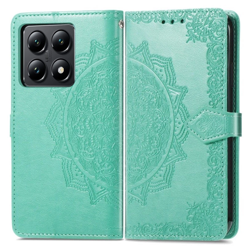 Кожаный чехол-книжка Art Case с визитницей для Xiaomi 14T Pro – Бирюзовый. Фото 3 из 9