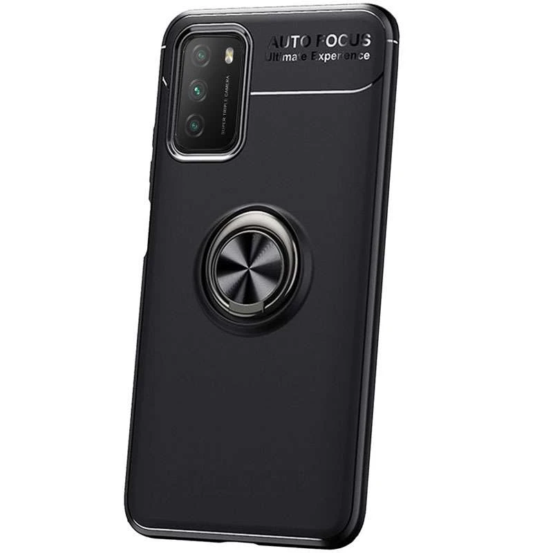 

Чохол Deen ColorRing з кільцем на Xiaomi Poco M3 (Чорний / Чорний)