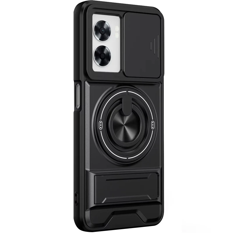 Ударостійкий чохол Camshield StandRing case для Oppo A5x – Black. Фото 1 з 4