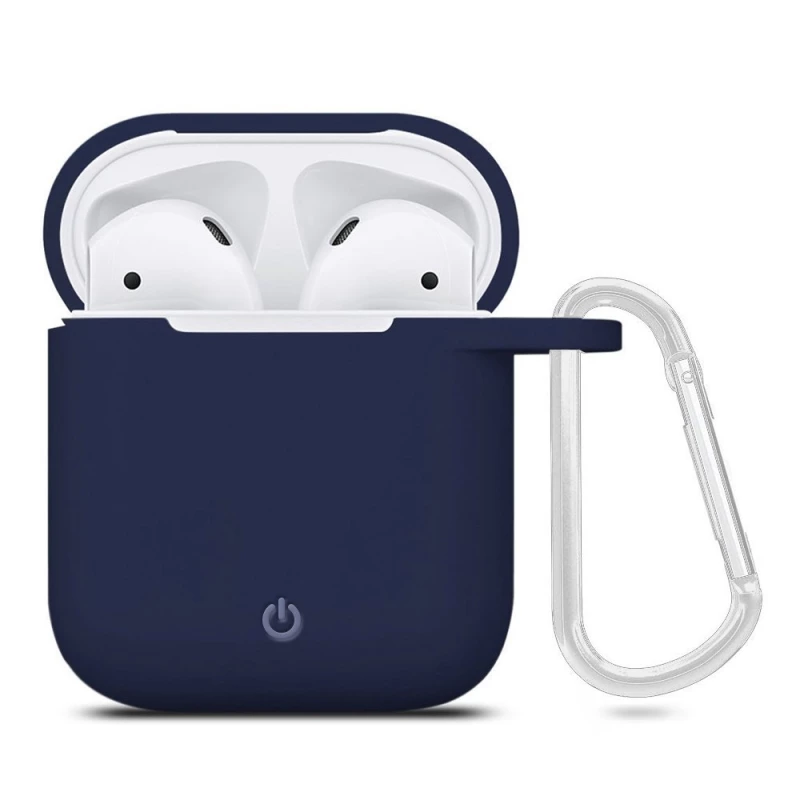 

Силиконовый футляр с карабином для наушников AirPods (Темно-синий / Midnight blue), Темно-синій / midnight blue