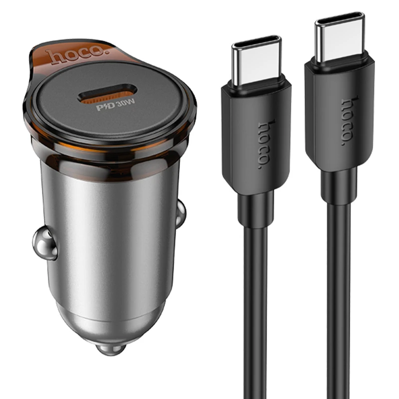 АЗУ Hoco NZ16 Rigorous PD30W (1USB-C) + кабель Type-C to Type-C – Metal grey. Фото 1 из 6