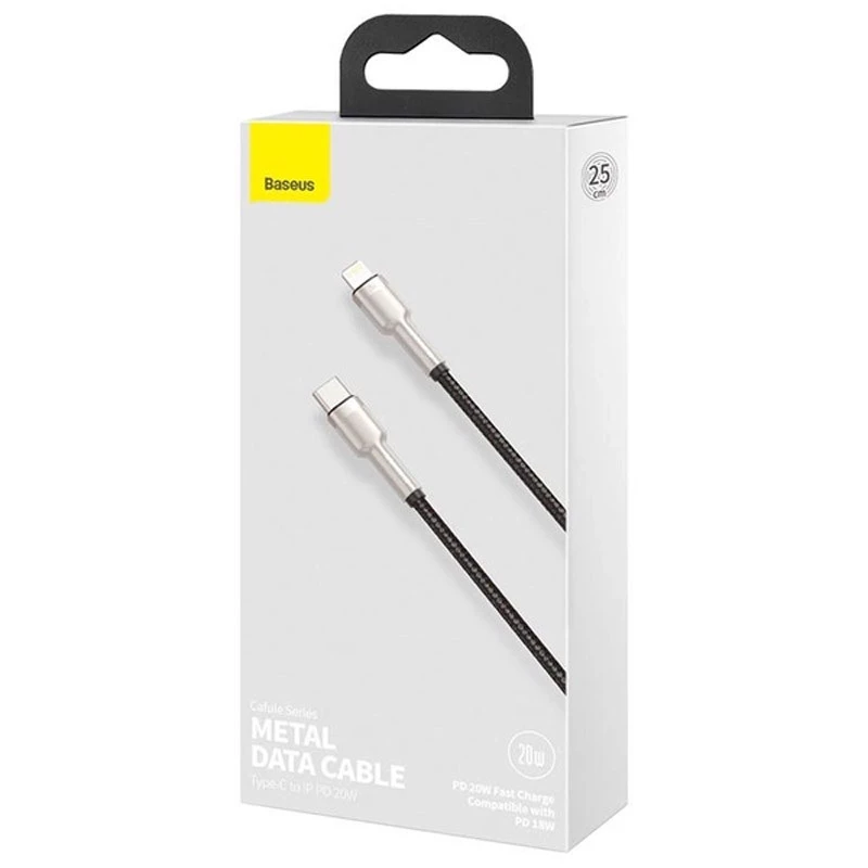 Дата кабель Baseus Cafule Series Metal Type-C to Lightning PD 20W (0.25m) (CATLJK-0) – Black. Фото 4 з 4
