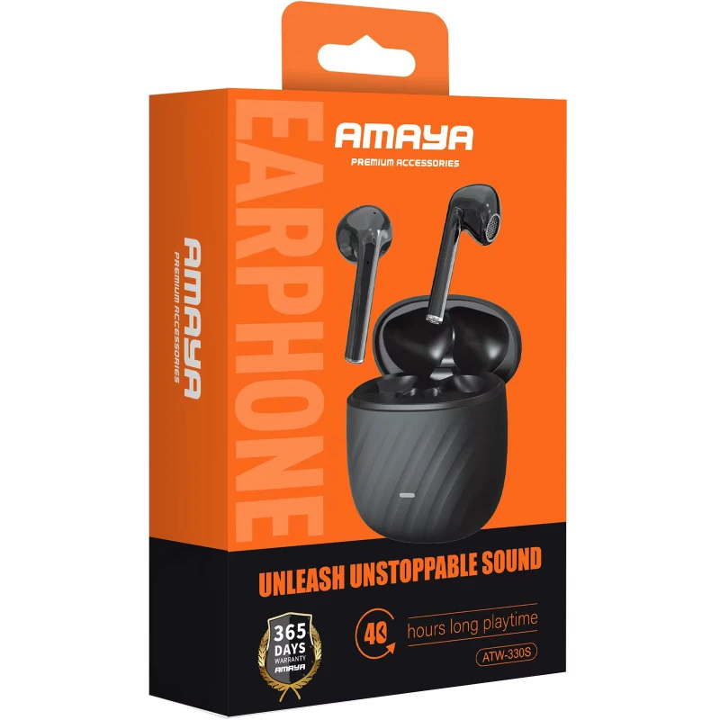 Бездротові TWS навушники Amaya ATW-330S – Black. Фото 2 з 2