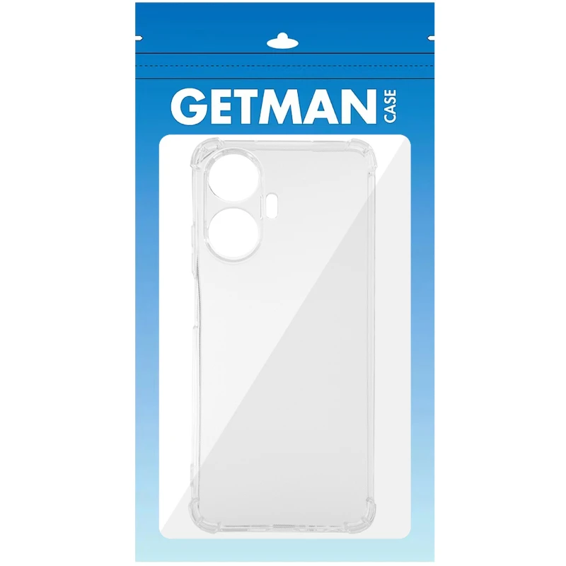 Ультратонкий силиконовый чехол GETMAN с крытыми бортами та камерою на Realme 10 Pro+ – Бесцветный (прозрачный). Фото 5 из 7