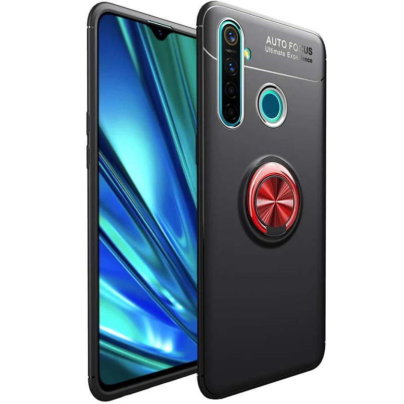 

Чохол Deen ColorRing з кільцем на Realme 5 (Чорний / Червоний)