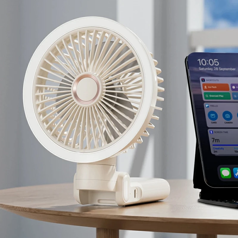 Портативний вентилятор GF12 з затискачем+LED 5400mAh – White. Фото 5 з 6