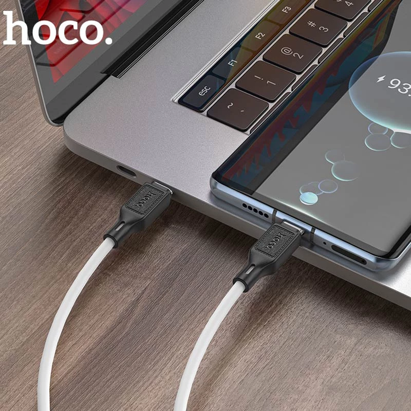 Дата кабель Hoco X90 Cool silicone Type-C to Type-C 60W (1m) – White. Фото 4 з 5