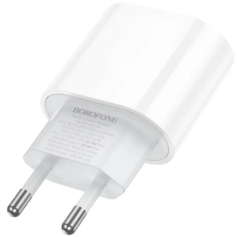 МЗП Borofone BA100A Original PD20W (1USB-C) – White. Фото 5 з 7