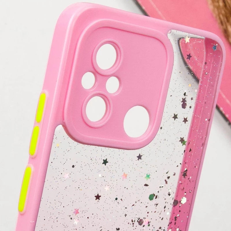 Чохол з блискітками та захистом камери на Xiaomi Redmi 12C / Poco C55 – Рожевий. Фото 7 з 9
