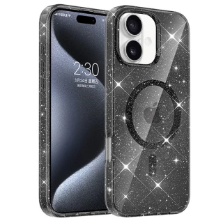 Чехол с блестками и MagFit для Apple iPhone 16 — Purple