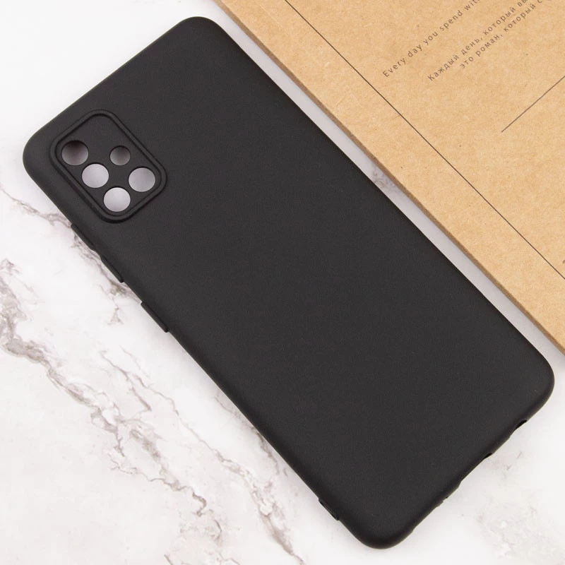 Цветной силиконовый чехол GETMAN с закрытой камерой на Samsung Galaxy A51 – Черный / Black. Фото 3 из 4