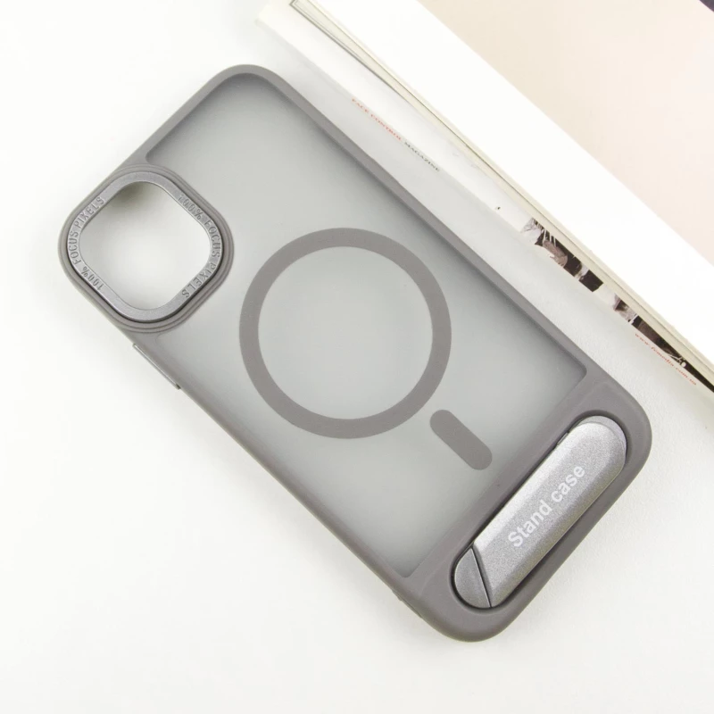 TPU+PC чохол Stand case для Apple iPhone 15 (6.1") – Grey. Фото 4 з 7