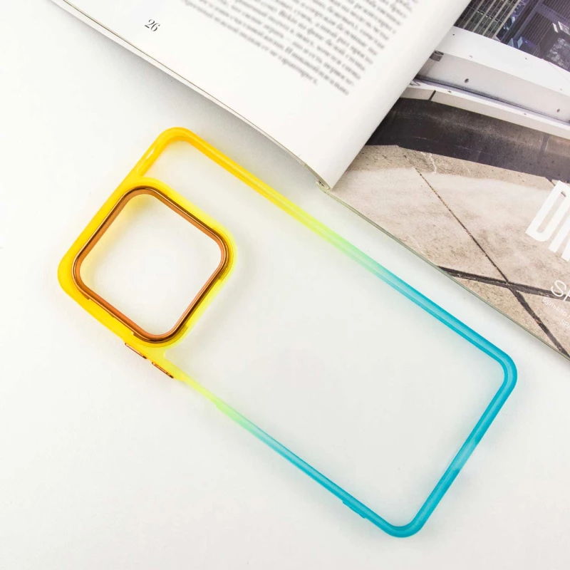 Силиконовый чехол фреш для Xiaomi Redmi Note 14S – Бирюзовый / Оранжевый. Фото 3 из 9