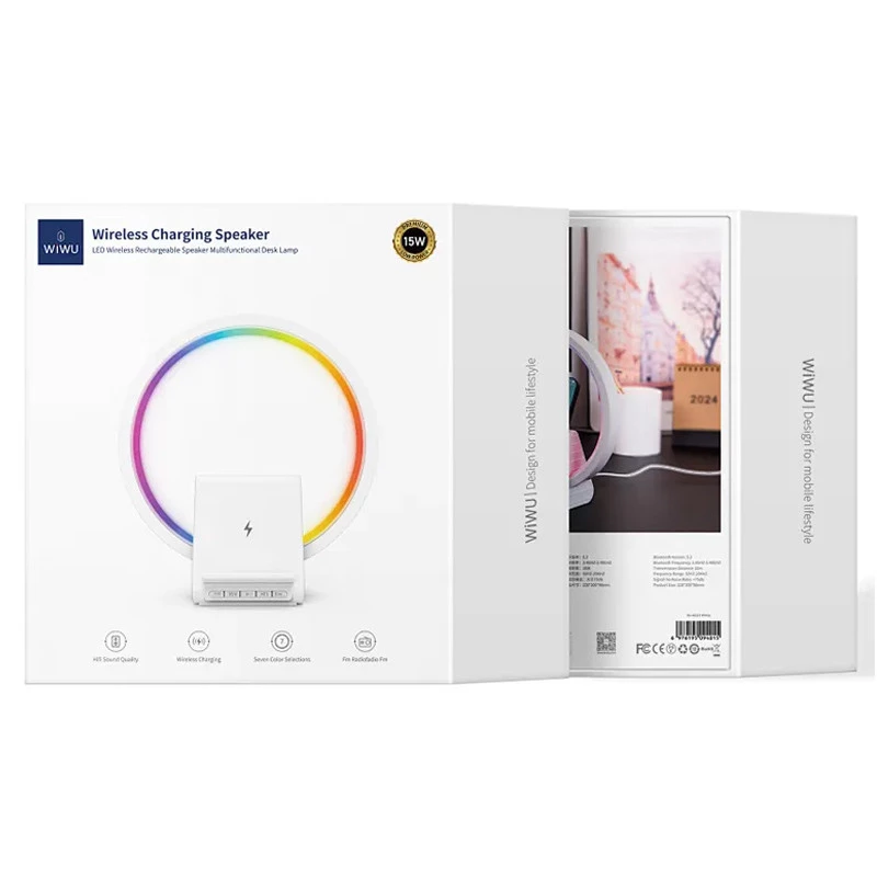 БЗУ WIWU Wi-W021 2 in 1 Wireless Charger+Bluetooth Speaker – White. Фото 6 из 6