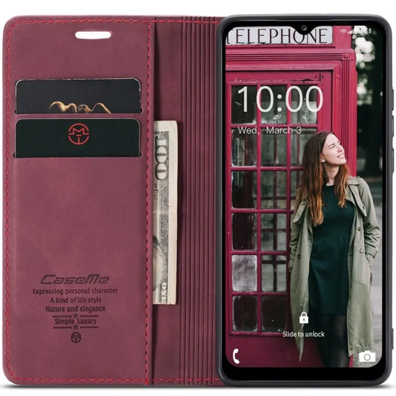 Шкіряний чохол-книжка CaseMe Velvet Nubuck для Samsung Galaxy A50 (A505F) / A50s / A30s – Red. Фото 2 з 5