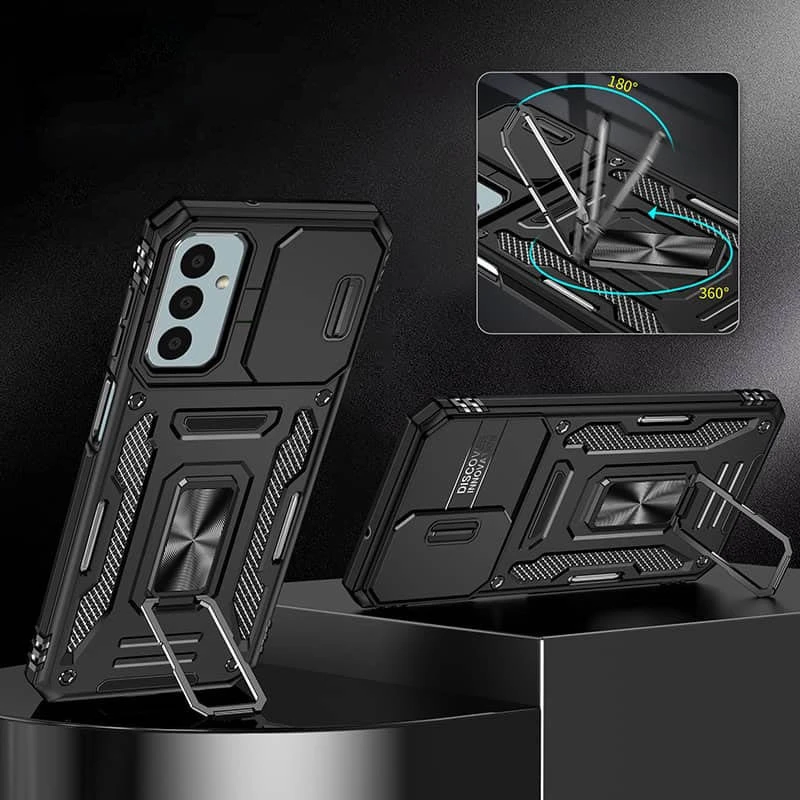 Ударостійкий чохол Square Ring зi шторкою на камеру на Samsung Galaxy S25 FE – Чорний / Black. Фото 8 з 17