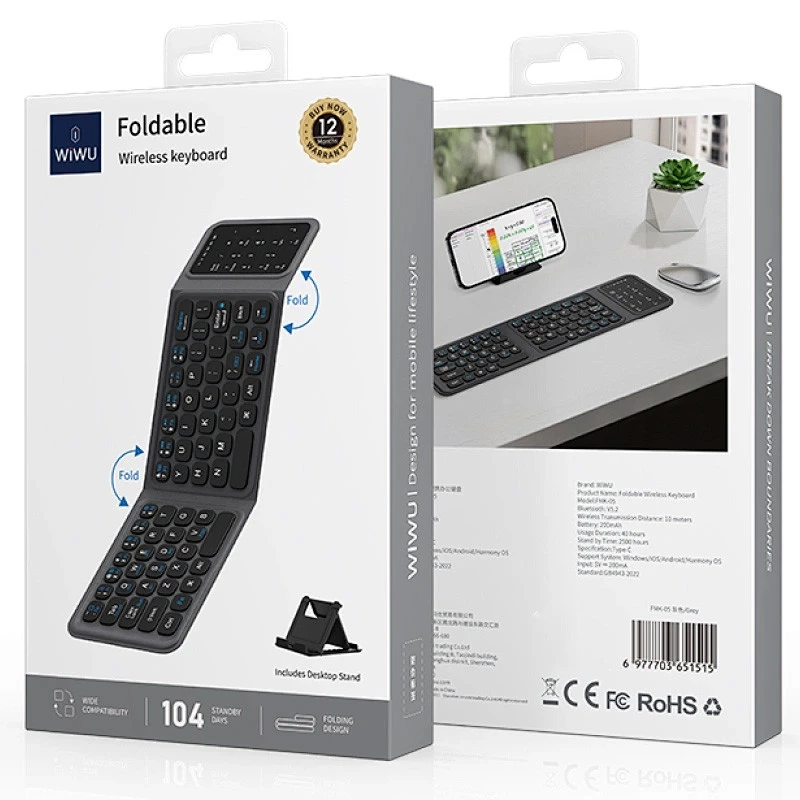 Складна бездротова клавіатура WIWU FMK-05 – Grey. Фото 7 з 7