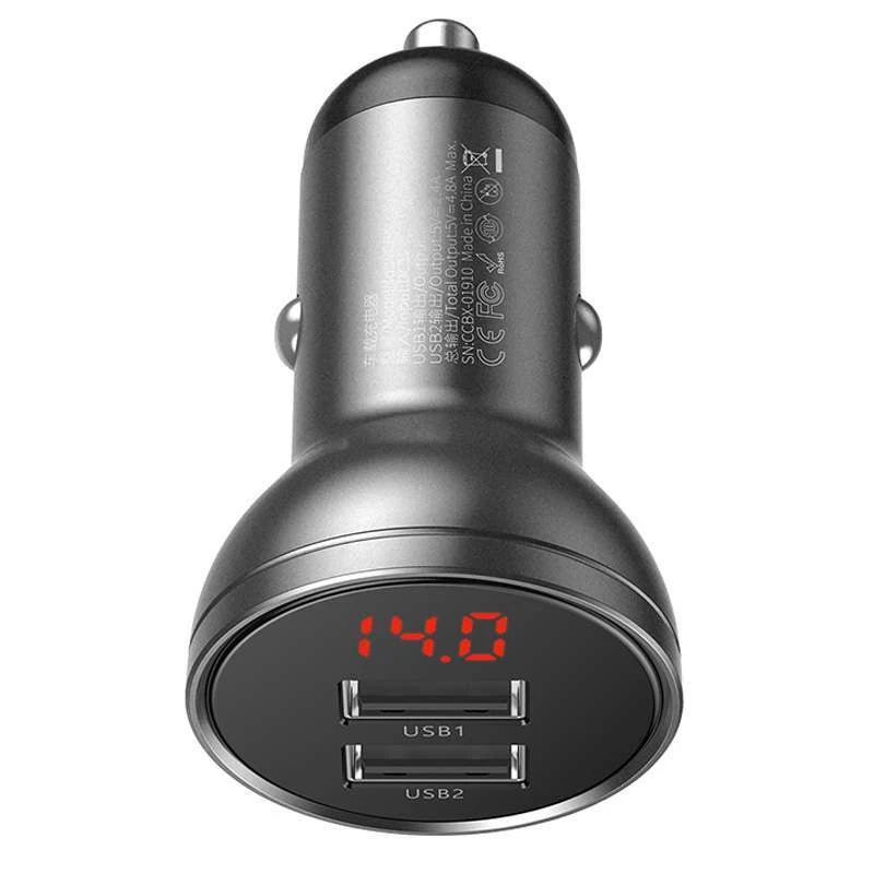 

АЗУ Baseus Digital Display Dual USB 4.8A Car Charger 24W (tarnish)