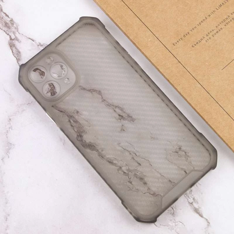 Карбоновий кольоровий силіконовий чохол на Apple iPhone 11 Pro Max (6.5") – Чорний / Прозорий. Фото 6 з 7