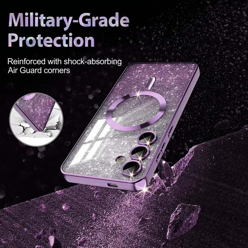 Чохол з блискітками, захисними лінзами на камеру та MagSafe на Samsung Galaxy S24 FE – Фіолетовий / Deep Purple. Фото 5 з 7