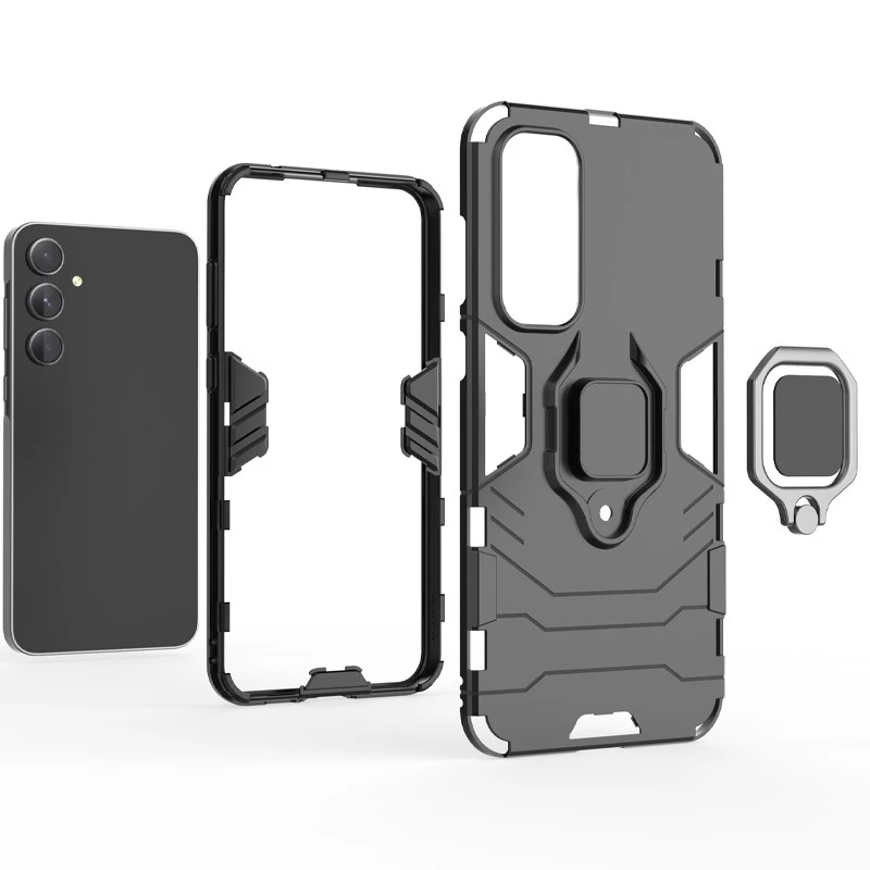 Протиударний чохол Transformer з кільцем на Samsung Galaxy A25 5G – Чорний / Soul Black. Фото 12 з 13