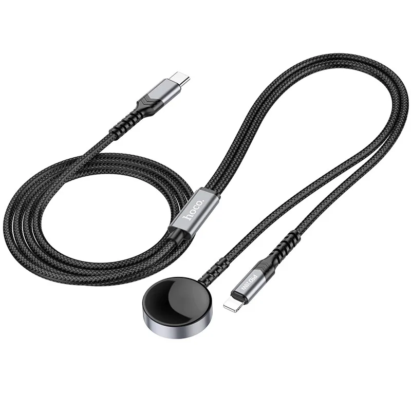 Дата кабель Hoco CW54 2in1 Type-C to iWatch/Lightning 2.5W (1.2m) – Black. Фото 3 из 5