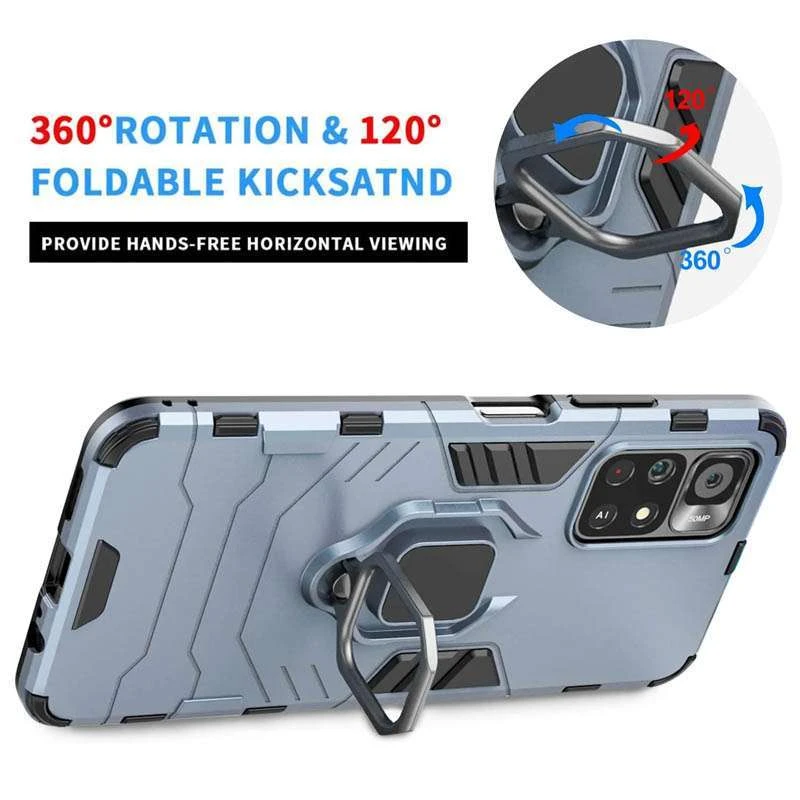 Протиударний чохол Transformer з кільцем на Xiaomi Poco M4 Pro 5G – Сірий / Metal slate. Фото 3 з 6