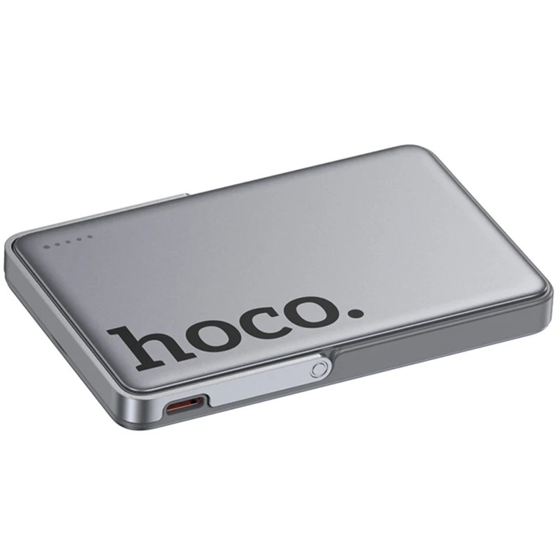 Портативний ЗП Power Bank Hoco Q36 Sunlight magnetic suction+holder PD20W з БЗП 5000 mAh – Metal grey. Фото 3 з 6