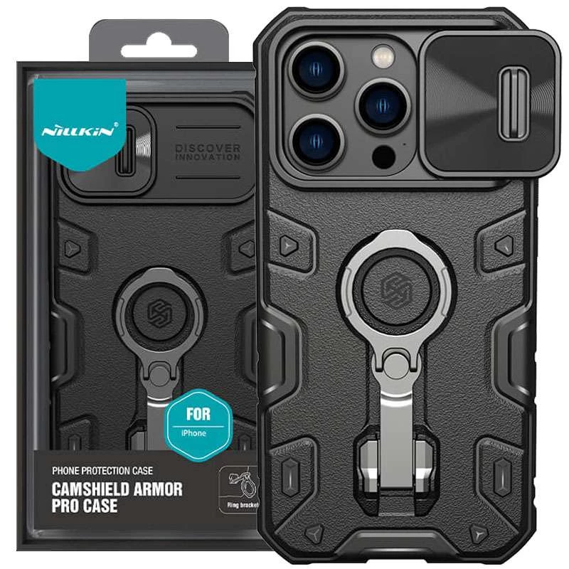 

TPU+PC чехол Nillkin CamShield Armor Pro (шторка для камеры) Apple iPhone 14 Pro (6.1") (Черный), Чорний