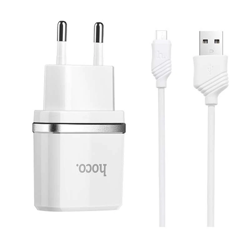 

МЗП Hoco C11 USB Charger 1A (+кабель microUSB 1м)