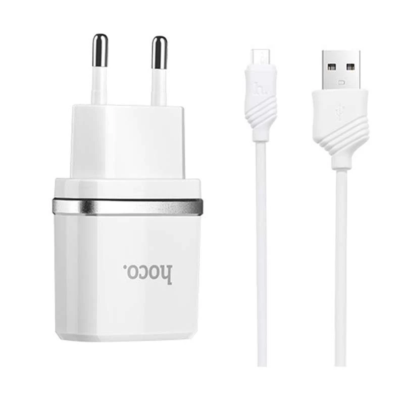 

СЗУ Hoco C11 USB Charger 1A (+кабель microUSB 1м) (Белый), Білий