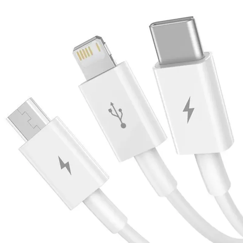 Дата кабель Baseus Superior Series USB to MicroUSB-Lightning-Type-C 3.5A (1.5m) (CAMLTYS) – Stellar White. Фото 2 из 6