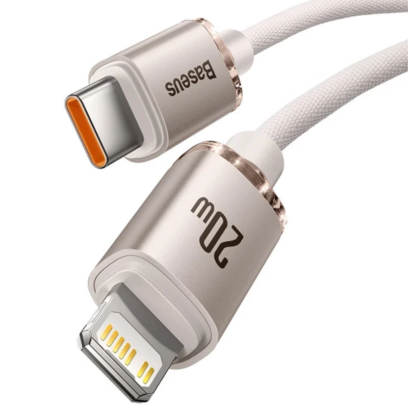 Дата кабель Baseus Crystal Shine Series Type-C to Lightning 20W (1.2m) (CAJY00020) – Pink. Фото 3 з 7