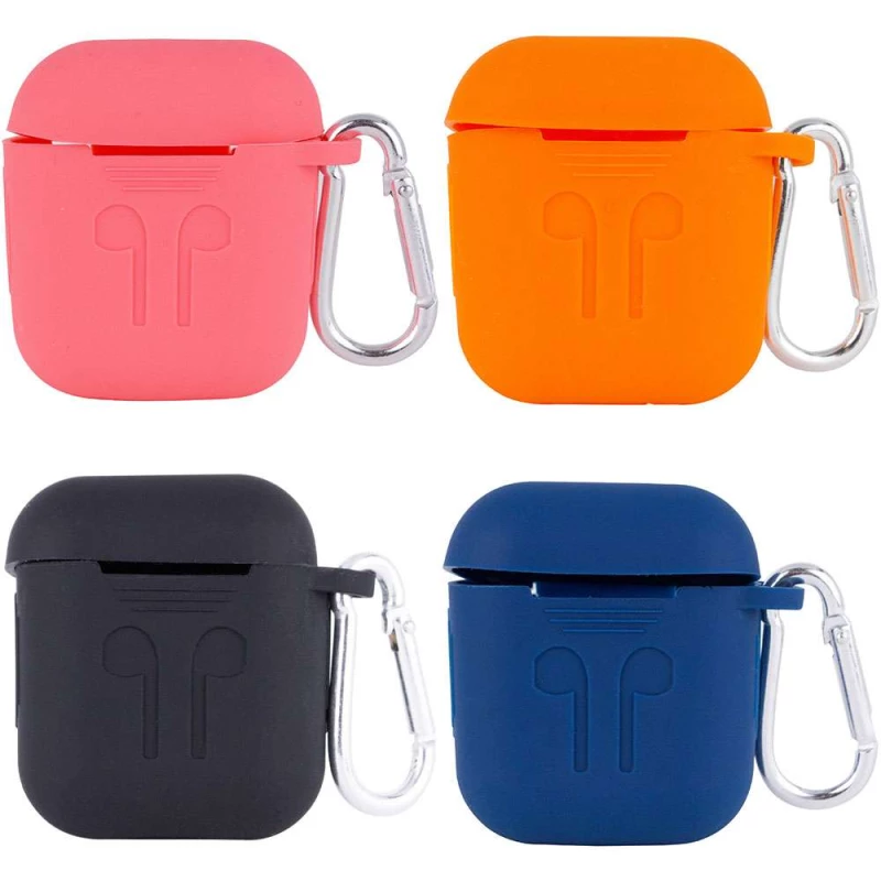 Силіконовий футляр для навушників Airpods Slim Logo + карабін фото 1 з 1