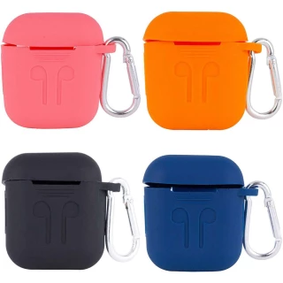 Силиконовый футляр для наушников Airpods Slim Logo + карабин фото 1 Силиконовый футляр для наушников Airpods Slim Logo + карабин фото 1 из 1