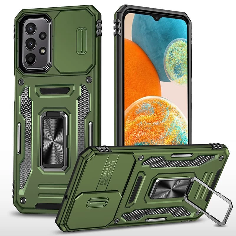 Ударостійкий чохол Square Ring зi шторкою на камеру на Samsung Galaxy A23 4G – Оливковий / Army Green. Фото 3 з 4