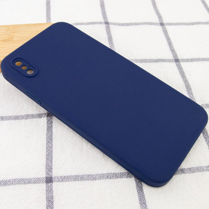 Чехол Silicone Case Square L с защитой камеры для Apple iPhone XS (5.8") – Темно-синий / Midnight blue. Фото 2 из 3