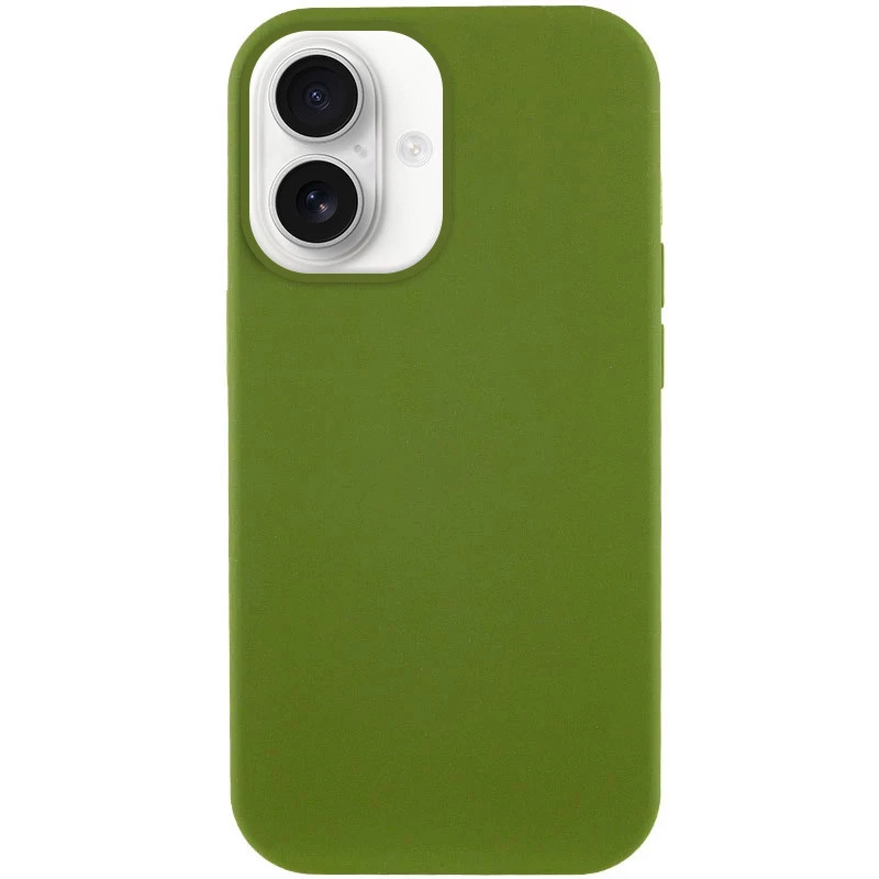 Чохол з закритим низом Silicone Case на Apple iPhone 16 – Зелений / Dark Olive. Фото 1 з 12