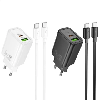 СЗУ Hoco N63 Gentle PD30W+QC3.0 (1USB-A/1C) + кабель Type-C to Type-C фото 1 СЗУ Hoco N63 Gentle PD30W+QC3.0 (1USB-A/1C) + кабель Type-C to Type-C фото 1 из 1