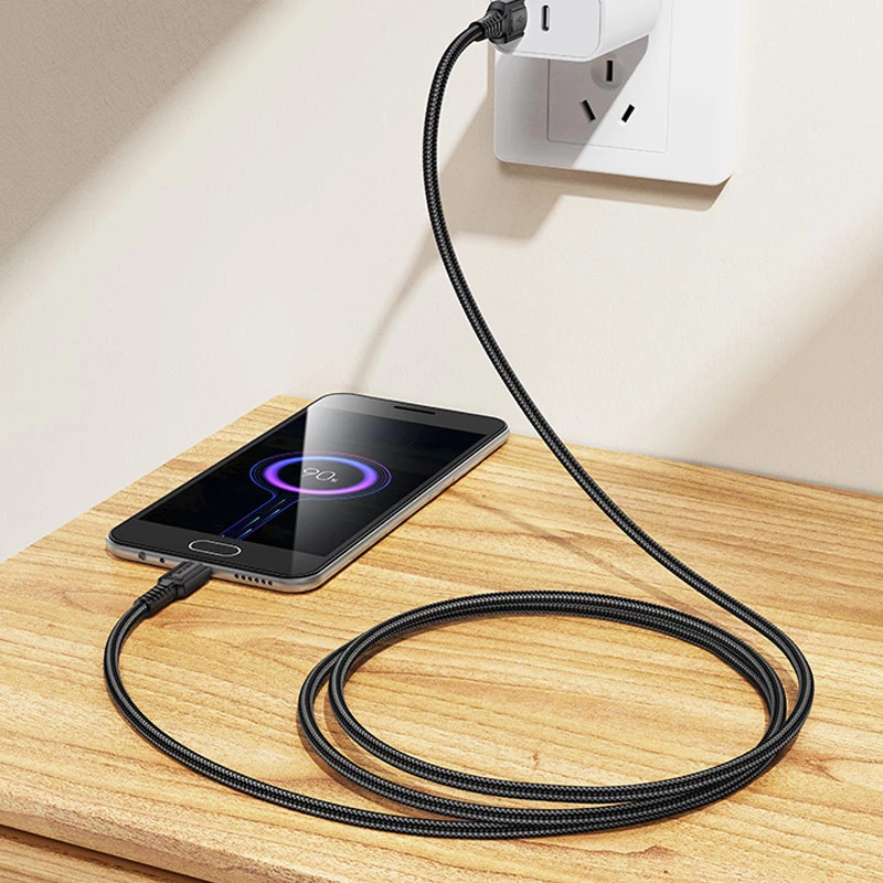 Дата кабель Borofone BX116 Certain USB to Type-C 3A (1m) – Black. Фото 3 из 4