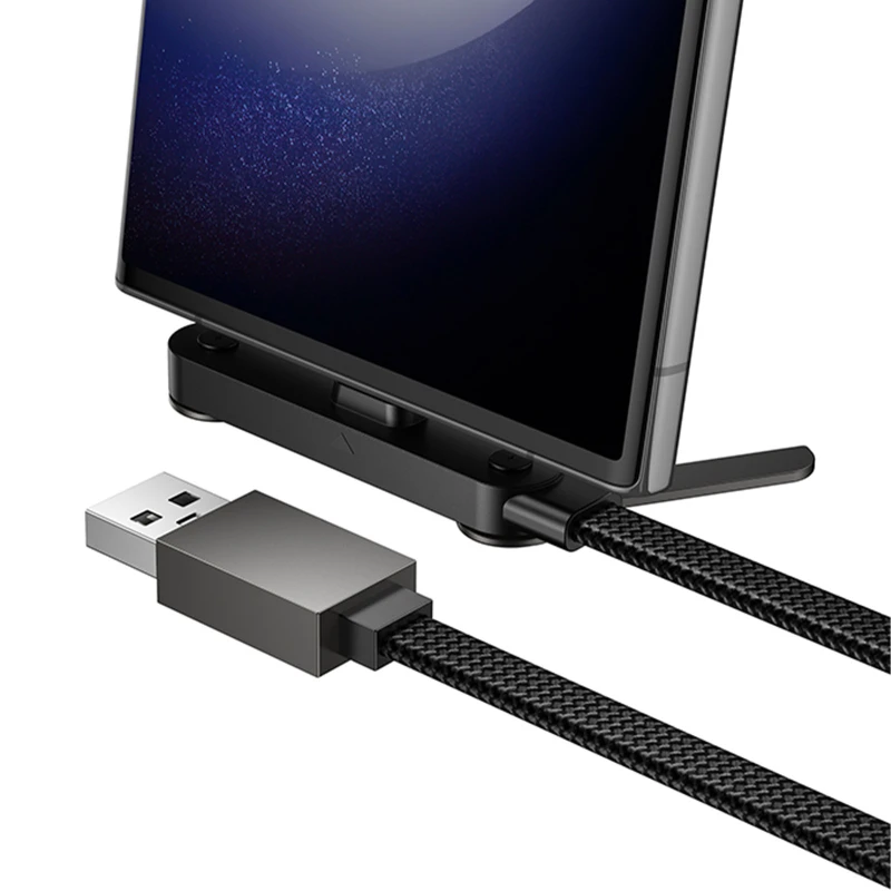 Дата кабель Hoco U150 Exquisite side plug and stand USB to Type-C 36W (1.2m) – Black. Фото 3 из 6