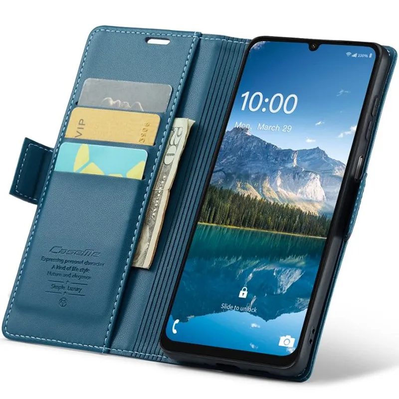 Шкіряний чохол-книжка CaseMe Nappa leather для Samsung Galaxy A37 5G – Blue. Фото 5 з 6